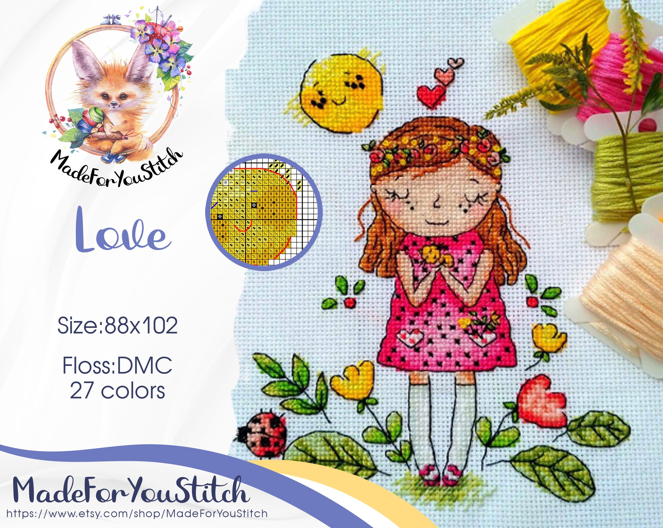 Little Girl Counted Cross Stitch Pattern PDF Small Plastic Etsy