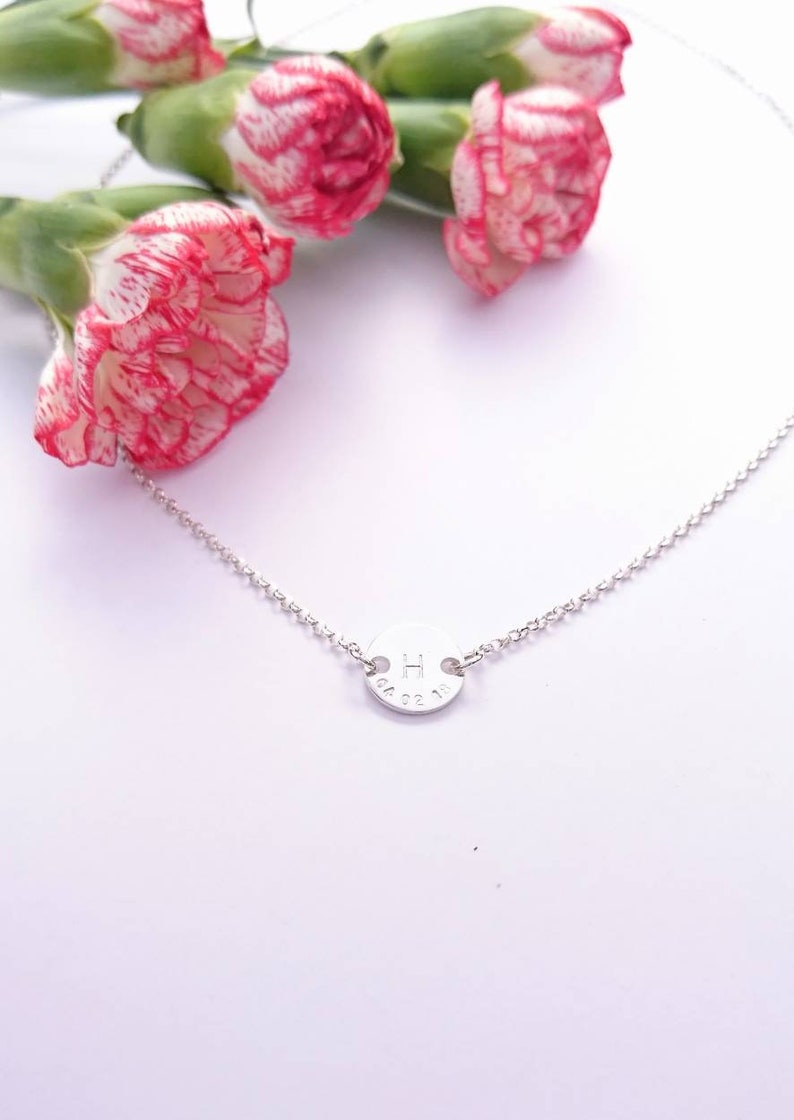 New Mom Necklace Baby Name Necklace Handstamped Jewelry Circle Name Necklace Mummy Necklace Kids Name Necklace Bridesmaid Gift