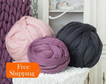 Chunky Yarn SALE! Merino Wool Yarn Giant Yarn Super Bulky Yarn For DIY Arm Knitting Chunky Knit Blanket, Throw Blanket. Gift For Mom