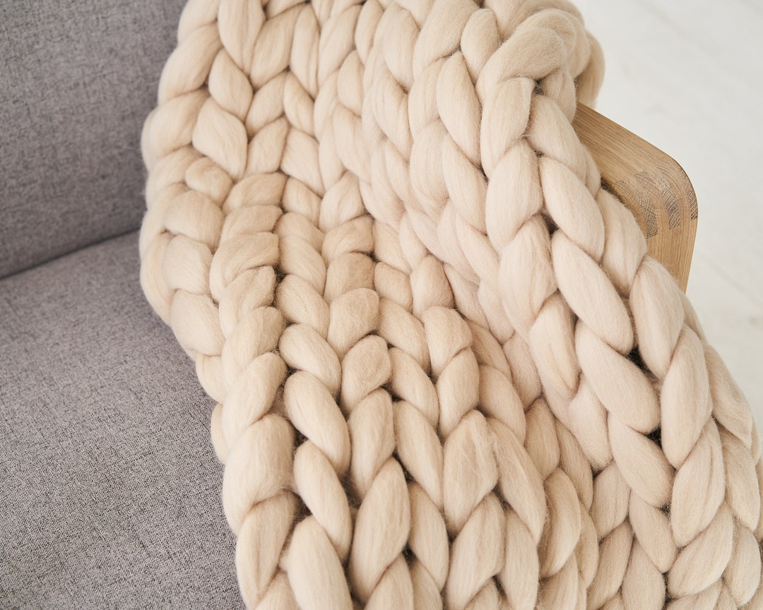 Merino Wool Chunky Knit Blanket Throw, Best Selling Gift for Mom Etsy