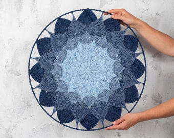 Mandala de ganchillo para colgar en la pared – Tapiz circular estilo boho, decoración para meditación espiritual