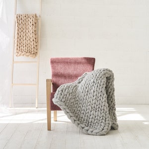 grey Chunky merino throw for an armchair