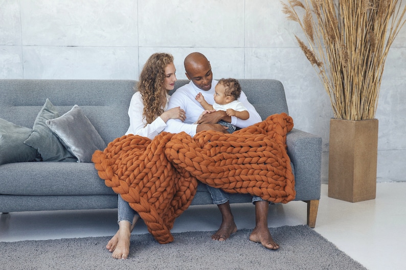 chunky knit blanket for cozy moments with family