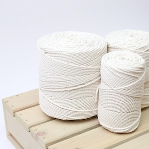 Natural 3mm Macrame Cord 3-strand Cotton Rope In Off White Color DIY Macrame Supplies Trending Now