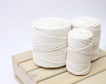 Natural 3mm Macrame Cord 3-strand Cotton Rope In Off White Color DIY Macrame Supplies Trending Now