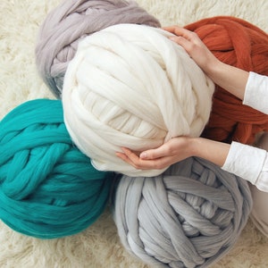 Merino wool chunky yarn in soft pastel colours