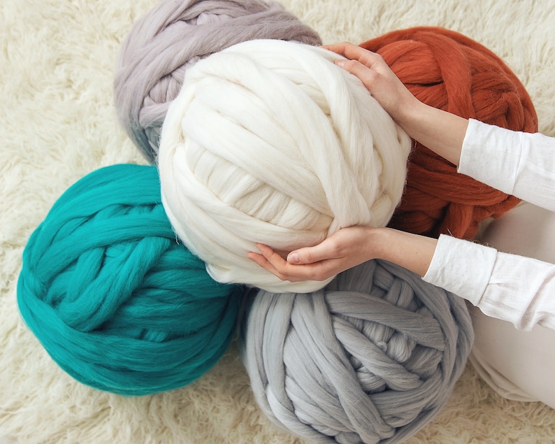 Chunky yarn for arm knitting in various colours