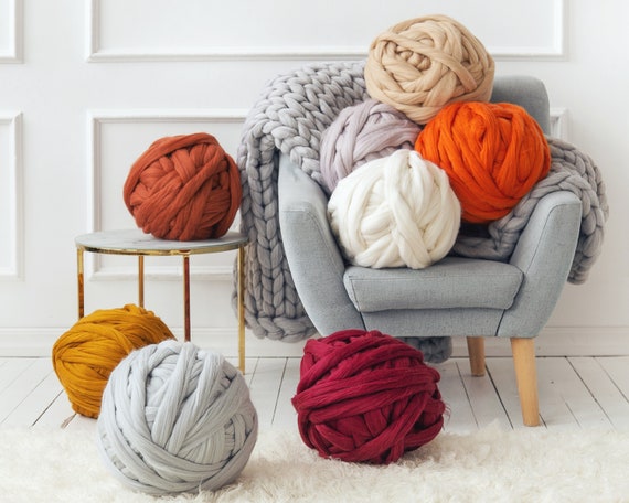 Wenasi Chunky Yarn Chunky Wool Yarn Knitting Yarn Thick Yarn Washable DIY  Bulky Knitting Blanket Hand Knitting Wool Roving Knitted Blanket for Arm