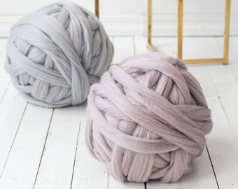 Chunky Wool Yarn SALE! 100% Merino Wool Roving For Arm or Hand Knit Giant Bulky Yarn For Chunky Knit, Trending DIY Gift For Mother