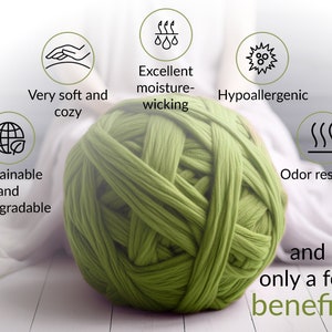 green chunky wool yarn ball on the white wooden floor and chunky yarns benefits