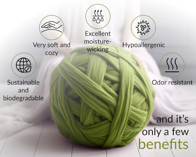 green chunky wool yarn ball on the white wooden floor and chunky yarns benefits