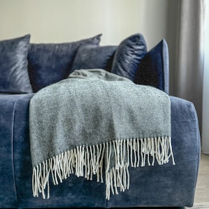 Cozy Woven Throw Blanket - Merino Wool Blanket for Couch or Bed, Perfect Housewarming, Gift for Mom or 7th Anniversary Gift, Dark Green