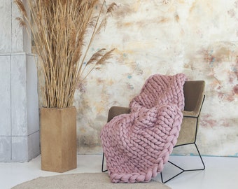 Merino Wool Chunky Knit Blanket, Giant Comfort Throw, Oversized Cable Knit Blanket, Hygge Home Decor, Anniversary Gift