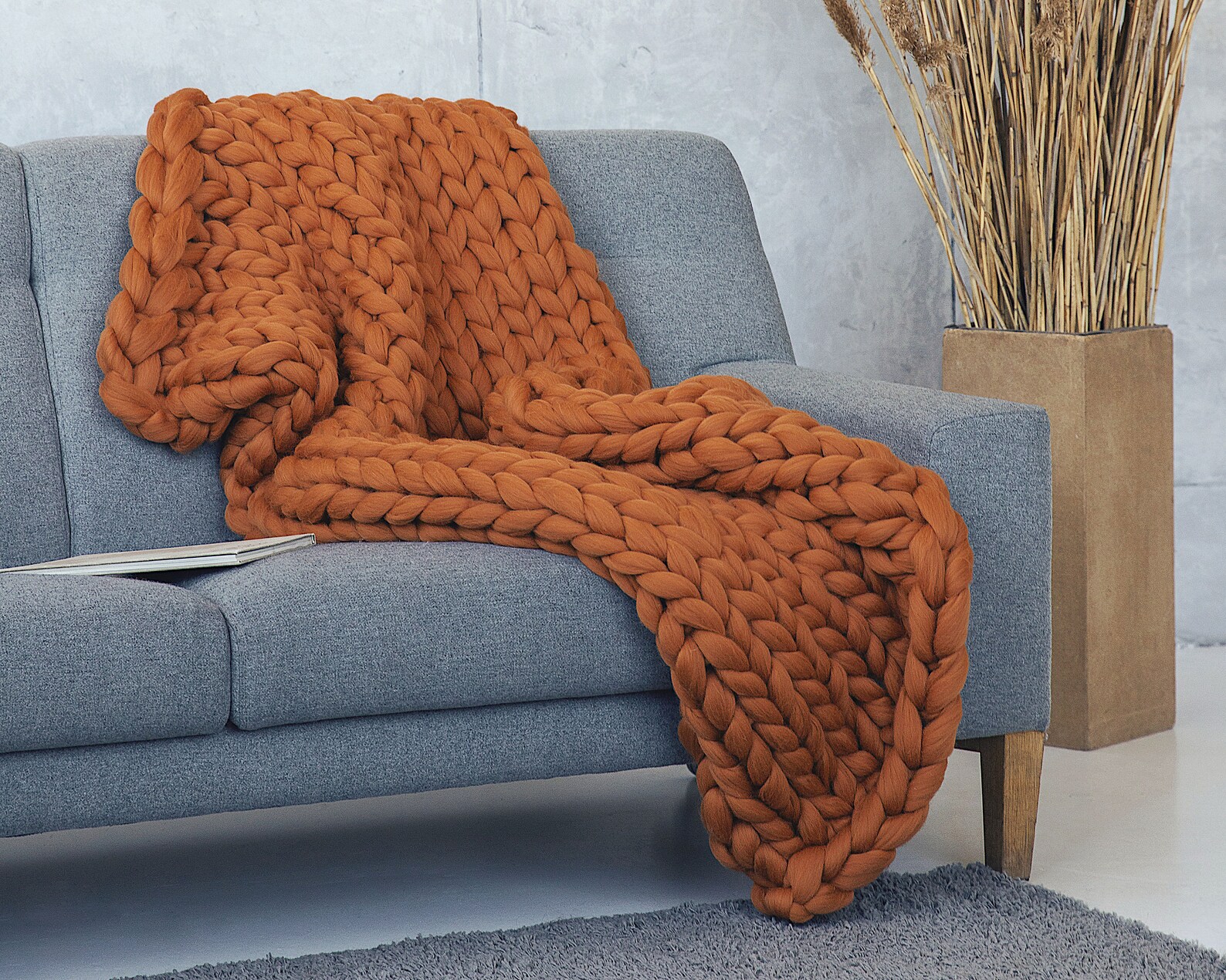 Queen Size Chunky Knit Blanket Giant Stitch Hand Knitted Etsy