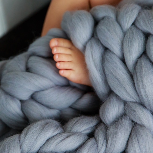 SALE Giant Arm Knit Blanket Throw Plaid Pure 100 Merino Wool Etsy