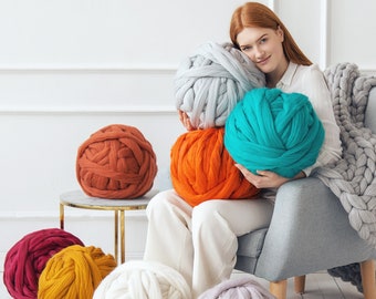 Super Chunky Yarn Sale! Jumbo Giant Bulky Merino Wool Roving for Hand or Arm Knitting and DIY Crafts, Perfect Mothers Day Gift For Knitters