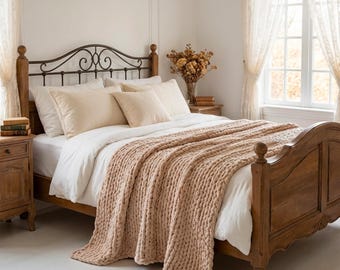 Manta de chenilla, manta de punto grueso, manta suave y acogedora para sofá, manta para habitación infantil, manta tejida a mano, regalo para la cama