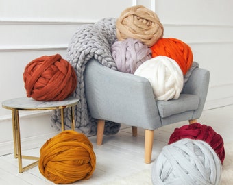 Hilo de lana merino súper grueso: Hilo gigante y voluminoso para tejer con los brazos.