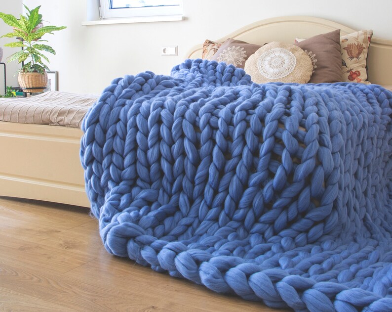 Twin Size Chunky Knit Throw Blanket 39X75 Hand Knitted Chunky Etsy