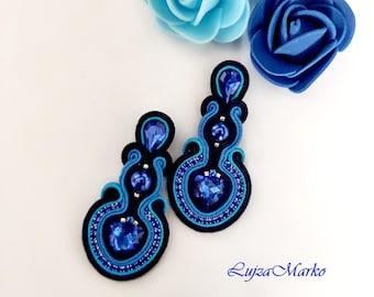 Soutache blue elegant earrings