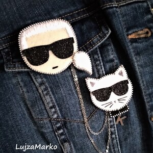 Broche gourou de la mode Karl avec son chat Choupette image 2