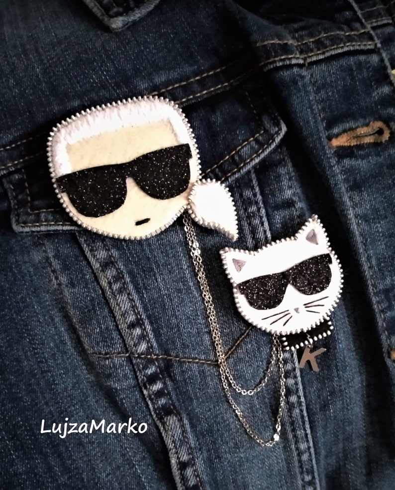 Broche gourou de la mode Karl avec son chat Choupette image 2