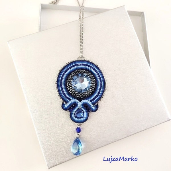 Colgante soutache "Ojo del Océano"