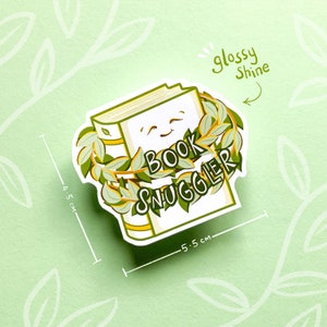 Spring Book Snuggler Sticker Duo 2 x Die Cut Stickers Gifts for Book and Nature Lovers image 2