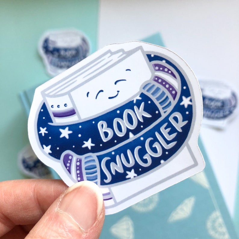 Book Snuggler Sticker Duo 2 x Die Cut Stickers Gifts for Book Lovers image 2
