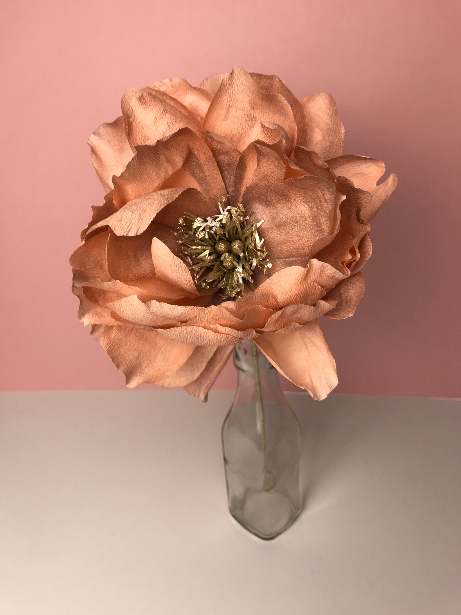 Rose gold paper flower. Floral Art home decoration. Etsy