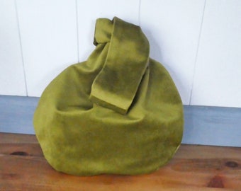 Olive Green Velvet Japanese Knot Bag