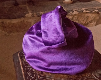 Dark Lilac Purple French Velvet Japanese Knot Bag