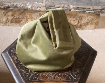 Sage Green Velvet Japanese Knot Bag