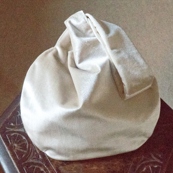 Ivory Cream French Velvet Japanese Knot Bag