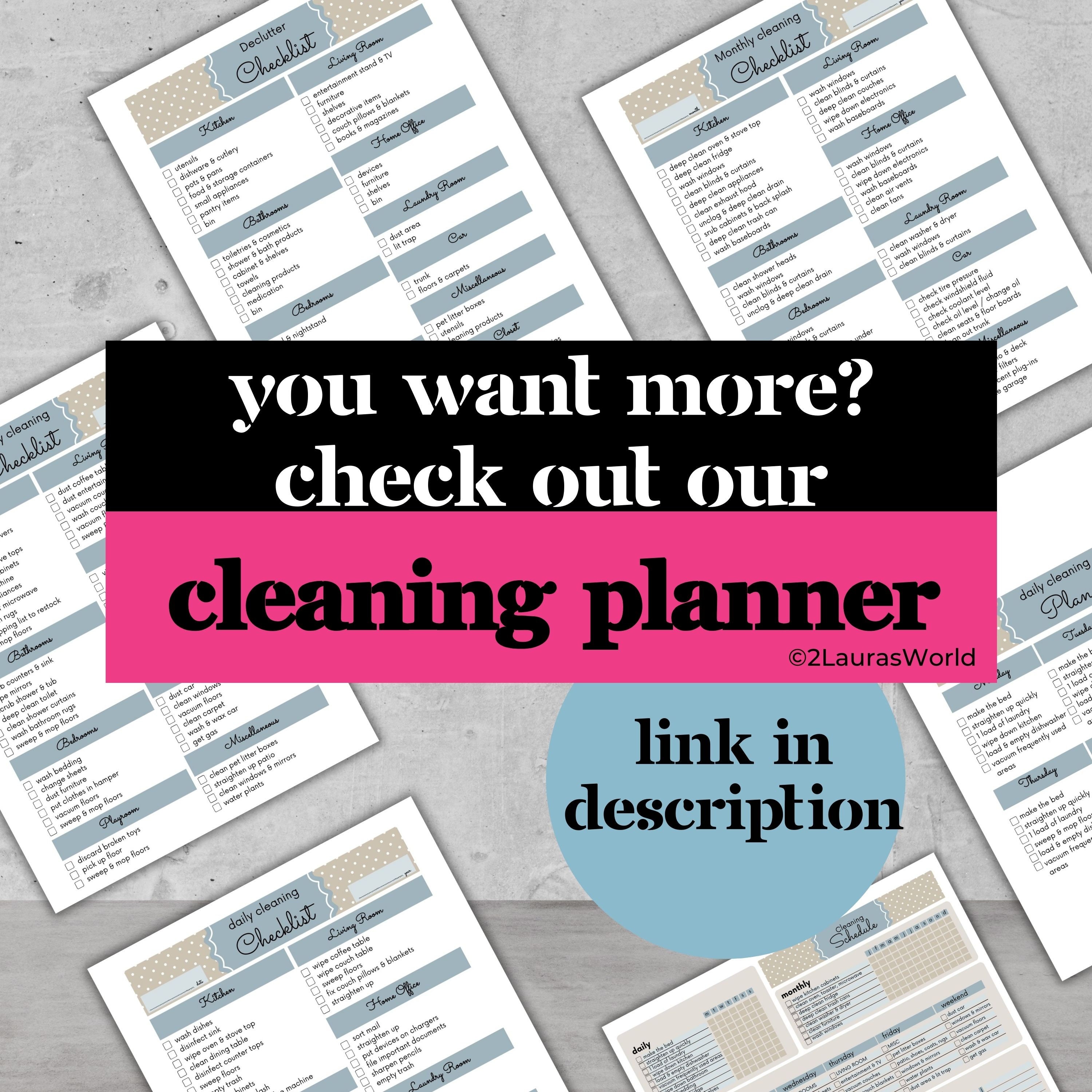 WEEKLY Cleaning Checklist, Printable, ADHD, House Cleaning Planner ...