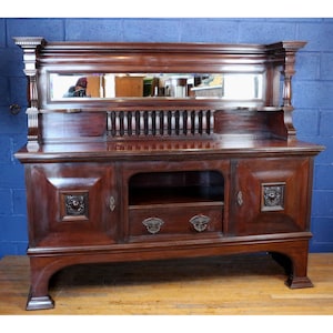 A Large Victorian Country House Carved Mahogany Mirror Back Sideboard Shapland & Petter