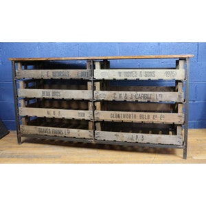 A Large Industrial Rustic 8 Drawer Chest or Sideboard, set with Potato Chitting Trays, Great Storage