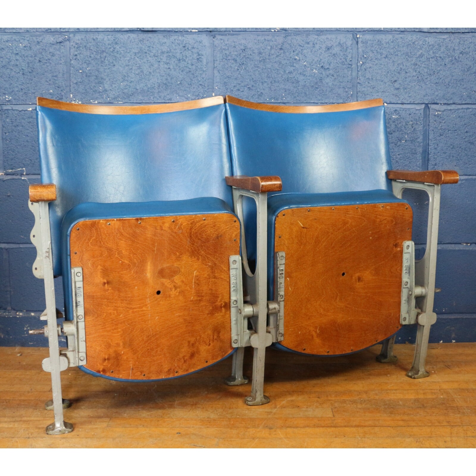 A Pair of Vintage Art Deco C1930s Cinema Theatre Seats or Chairs Blue Leather REF5 Etsy Ireland