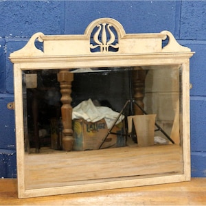 A Victorian Painted & Waxed Bevel Edged Wall or Hall Mirror