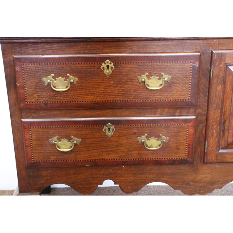 A Quality Victorian Inlaid Oak Kitchen Dresser Or Sideboard Etsy