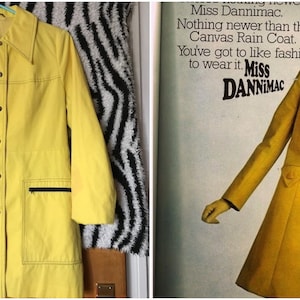 Vintage 1960s yellow jacket. Mod coat. Twiggy 1960s 60s 70s jacket  Mac raincoat  Dannimac label