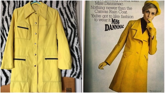 Rare Vintage Spaceage Yellow Original Dannimac Sport 1960s 1970s Mod Raincoat Jacket Coat Spy Coat Twiggy Quant Psychedelic Etsy Canada