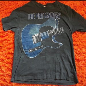 Amazing rare vintage Pretenders 1987 World Tour Graphic guitar print T shirt band tee 80s 70s