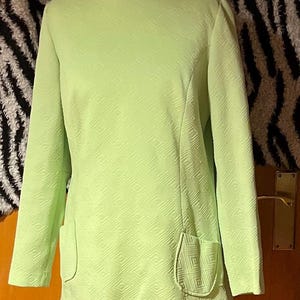 60年代ヴィンテージモッズミニドレス：ピスタチオグリーンチュニックトップ