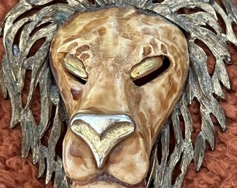 Vintage Luca Razza Leo Zodiac Pendant, Gold Tone Lion Necklace