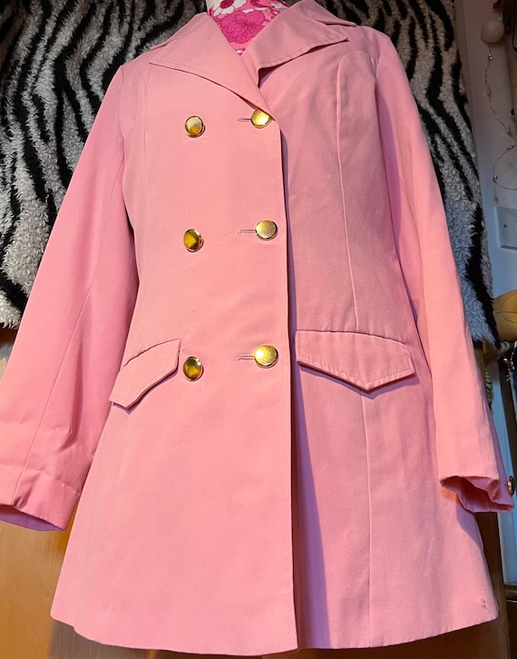 Marks & Spencer, Vintage 1960s 1970s St Michael bubblegum pink Twiggy mod coat jacket