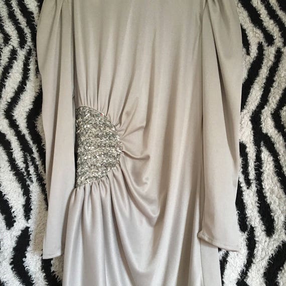 Vintage 80s 70s Silver Grey Avant Garde Ruched Se… - image 5