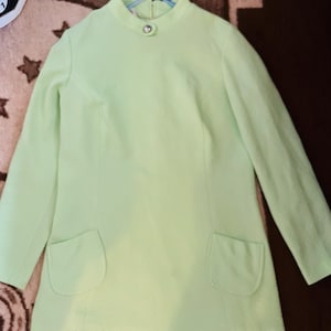 Beautiful vintage 1960s 1970s mod pistachio mint greenmini dress tunic  top  Quant Biba Twiggy