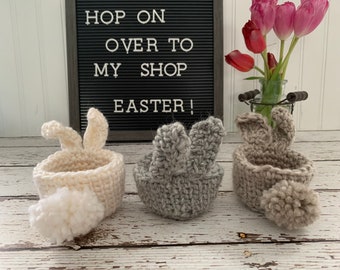 Mini Bunny Basket/ Easter Basket/ Easter Decor/ Farmhouse Decor/ Easter Plant Holder/ Spring Candy Dish