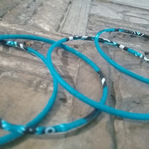 4 Superb African bracelets in turquoise blue Wax